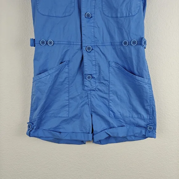 Pistola Nwot PARKER Button Up Short Sleeve Romper In Azure Blue Size XS Women's